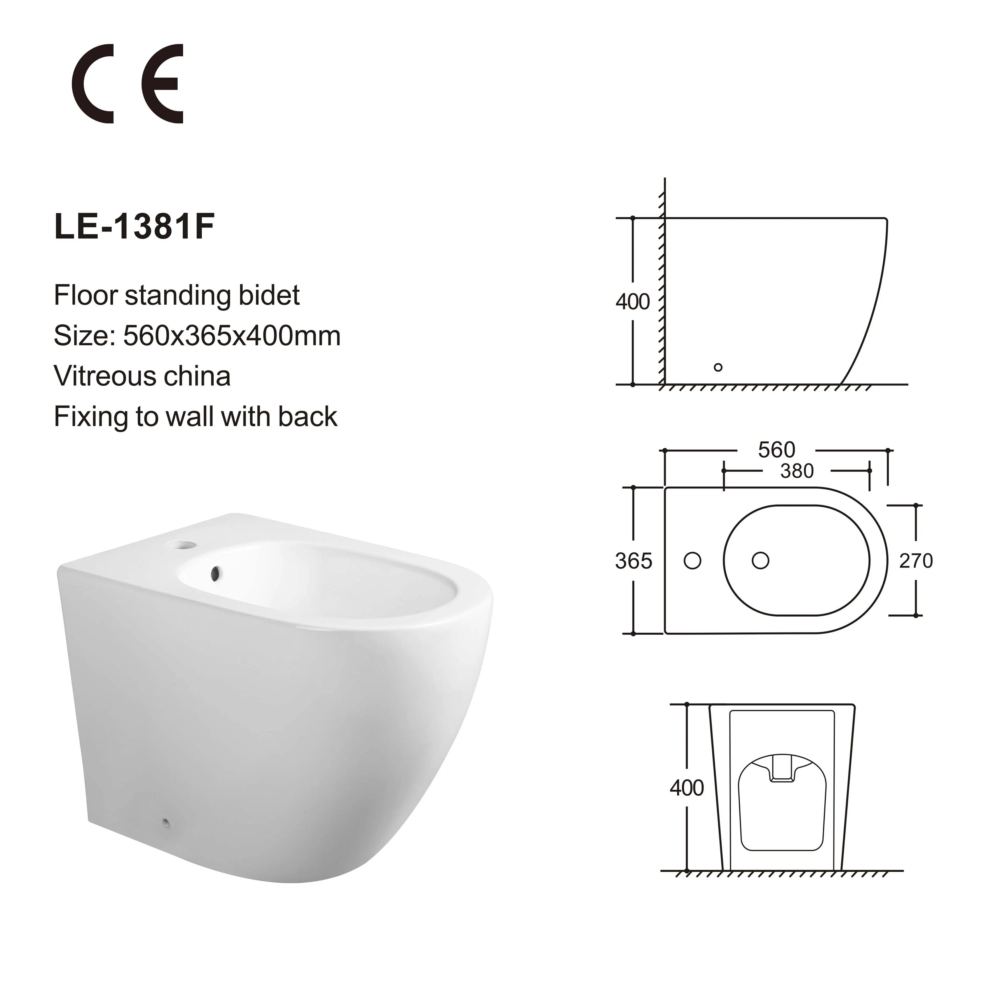 CE Concise White Round Sanitary Bath Floor Mounted Luxury Bidet