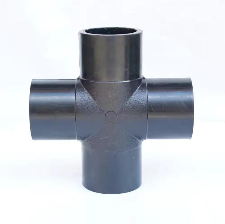 Hot Melt HDPE Pipe Fittings Reducing Straight Cross Tee