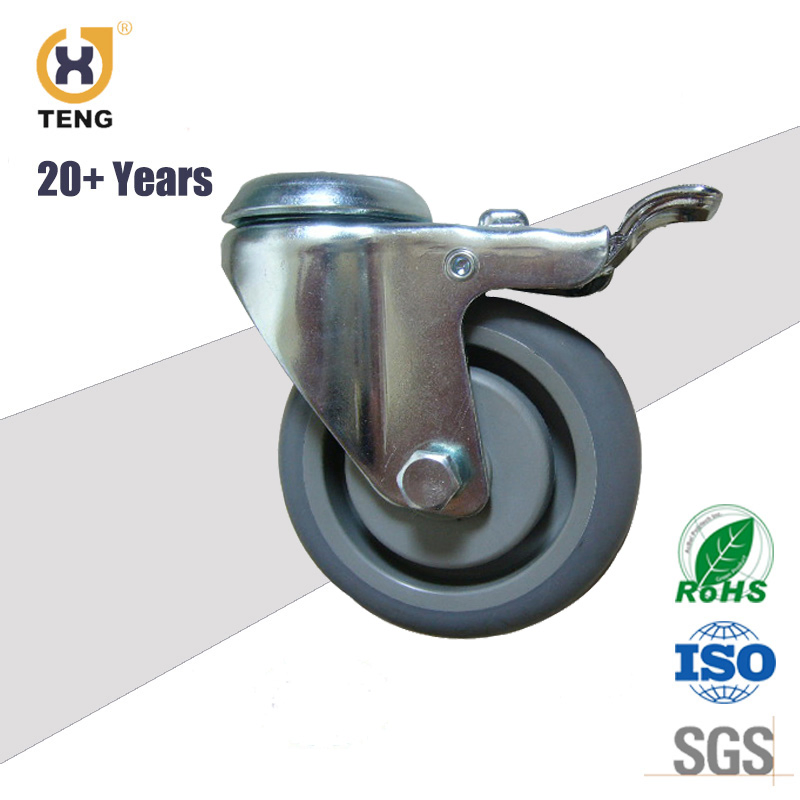 OEM China Factory 4 Inch PU Wheel Hollow Kingpin Castor Wheel Caster with Brake