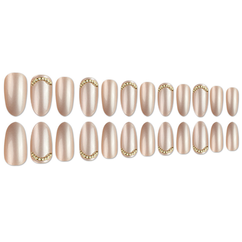 Luxury Stitching Champagne Gold Rhinestone Wholesale False Nail Sticker.