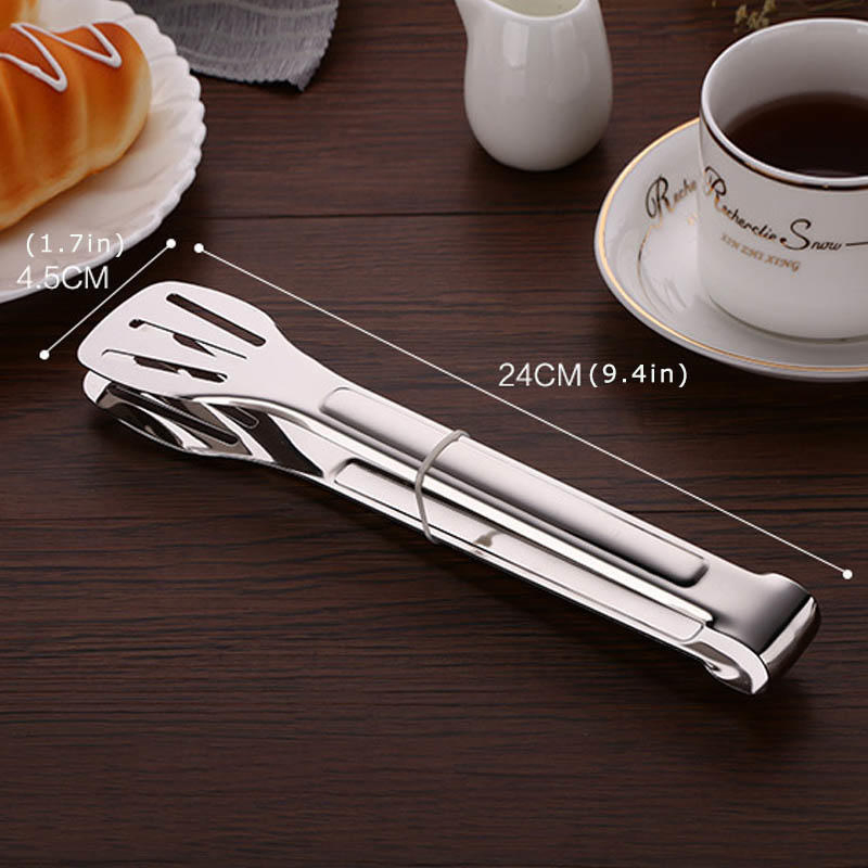 Stainless Steel Food Tongs with Anti-Heat Slotted Design for Easy Draining