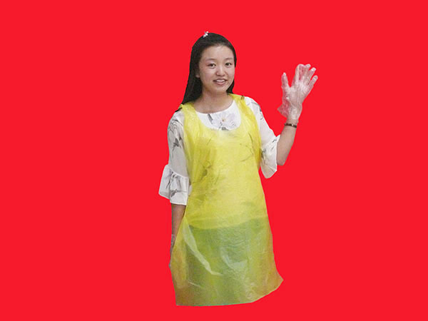 Disposable Plastic PE Yellow Flat Apron