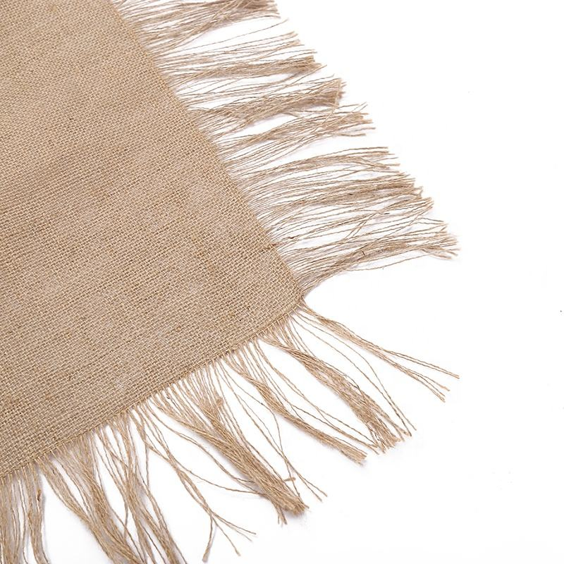 Wholesale 1.2m*2.4m Natural Jute Fringed Table Runner for Home Decoration Elegant Table Cover
