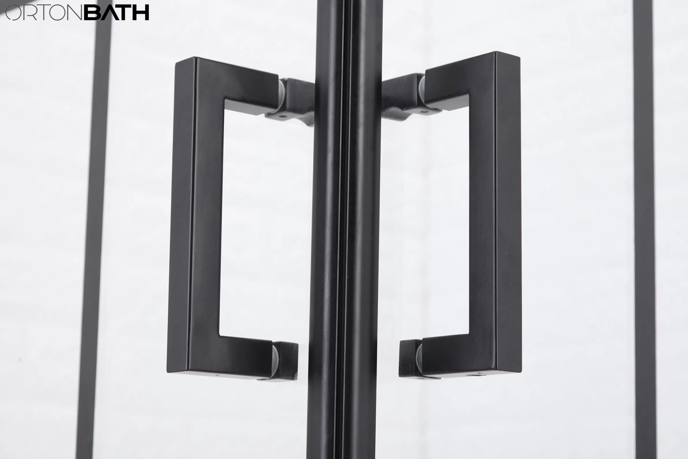 Ortonbath North Europe Style Aluminum Rectangular Framed Corner Shower Door Sliding Tempered Glass Corner Entry Shower Room Shower Enclosure