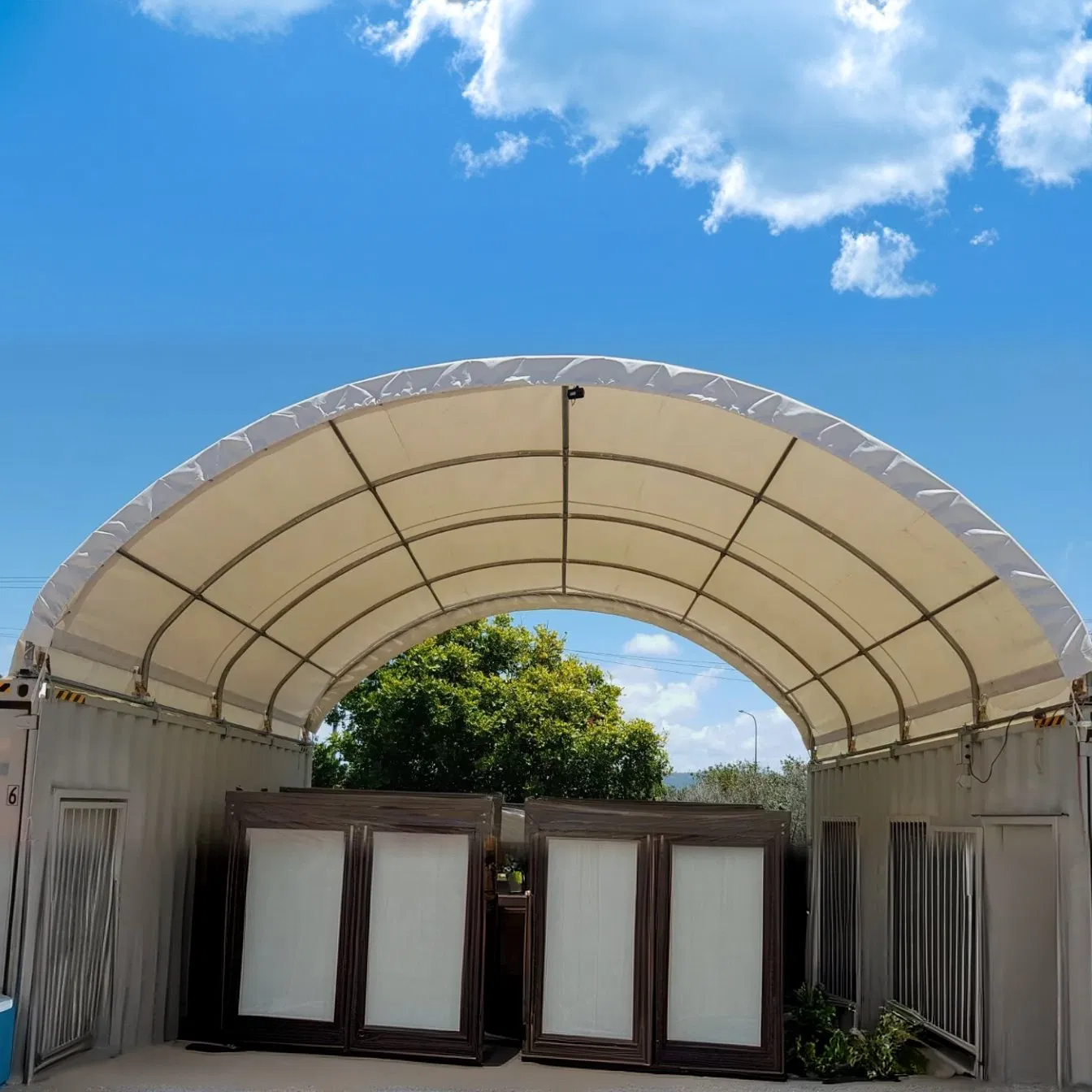 12m PVC Container Shelter Tent Steel Frame Container Dome Shelter