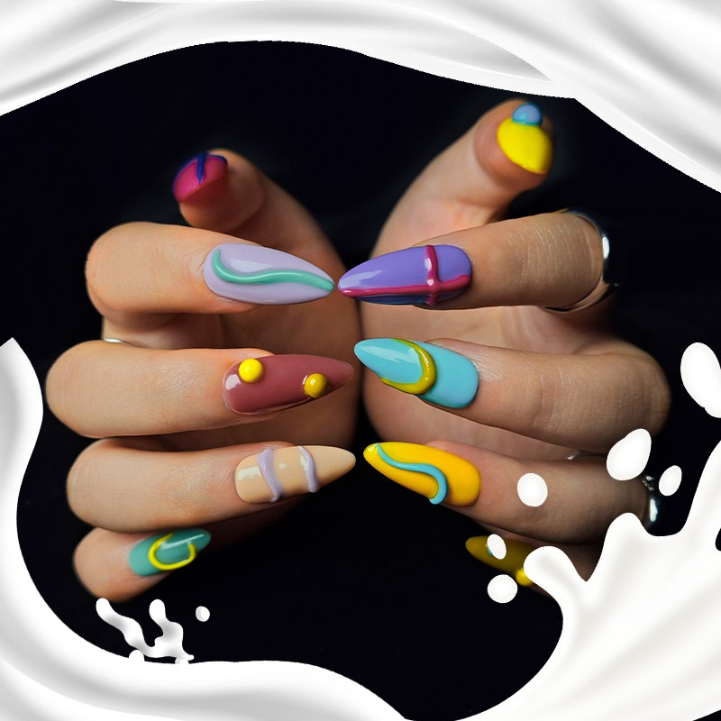 Vibrant 3D Gel Nail Art Kit with Abstract Designs for Creative Manicure Styles Wholesale