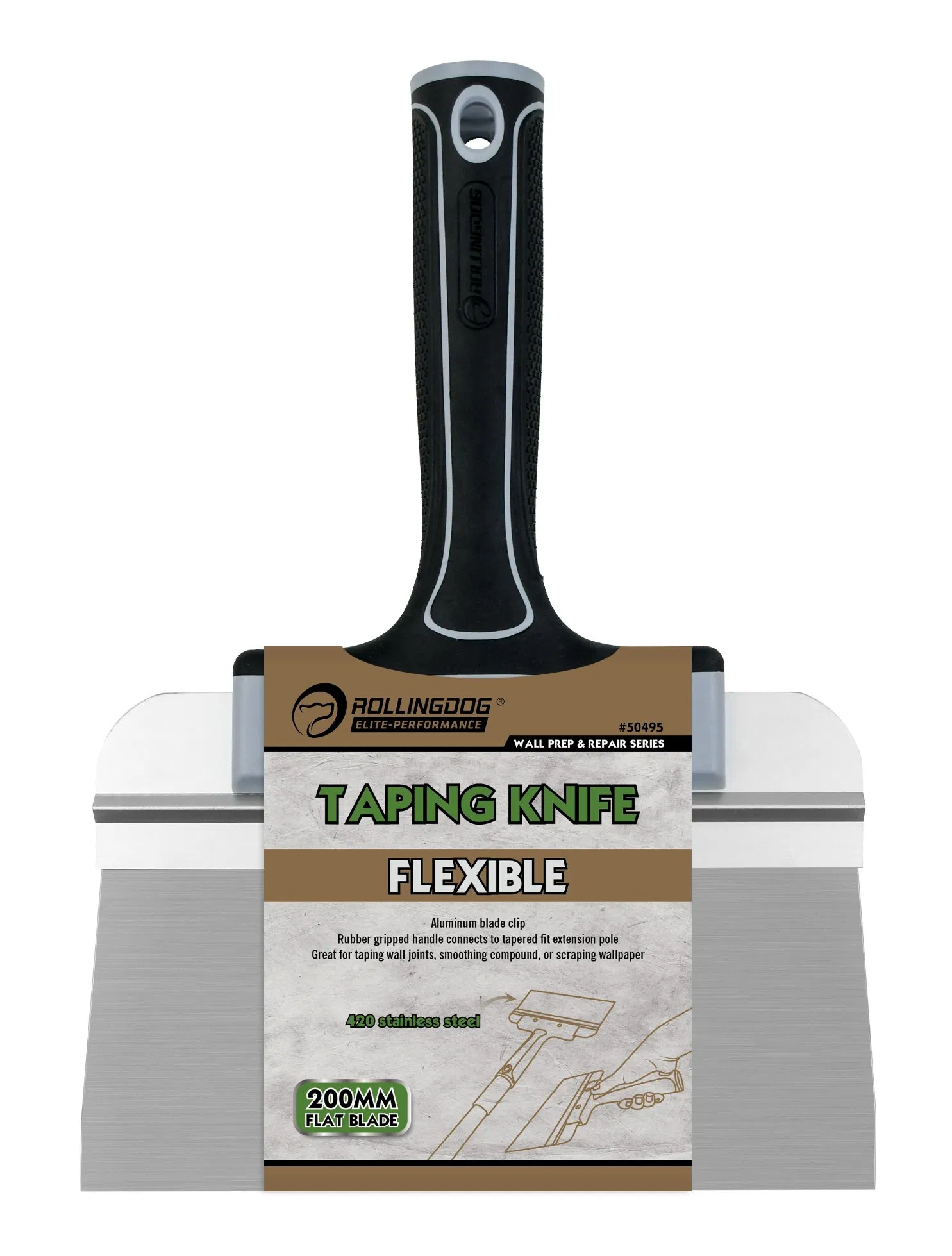 Rollingdog Elite 50495 Heavy-Duty Taping Knife for Smooth Finishes