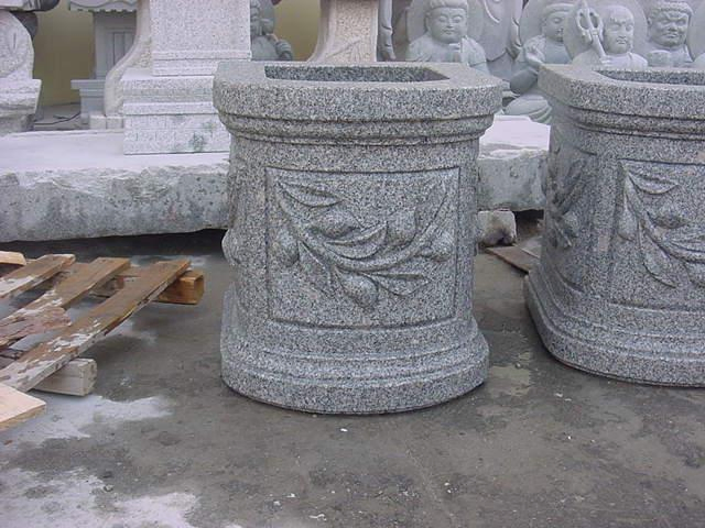 Outdoor Natural Granite Garden Decoration Carved Stone Granite Flower Pot