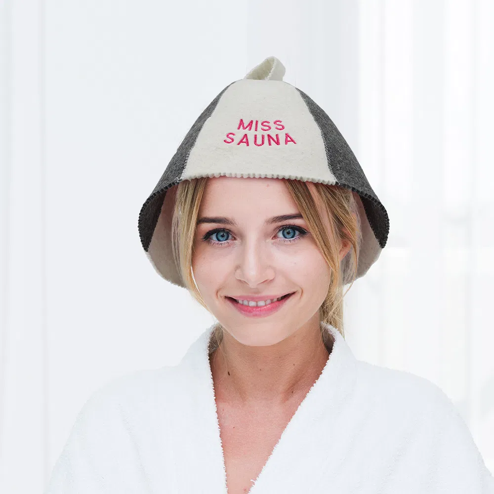 Manufacturer Customized Wholesale Sheep Wool Felt Sauna Hat Japanese Sauna Hat Russian Banya Sauna Hat with Logo