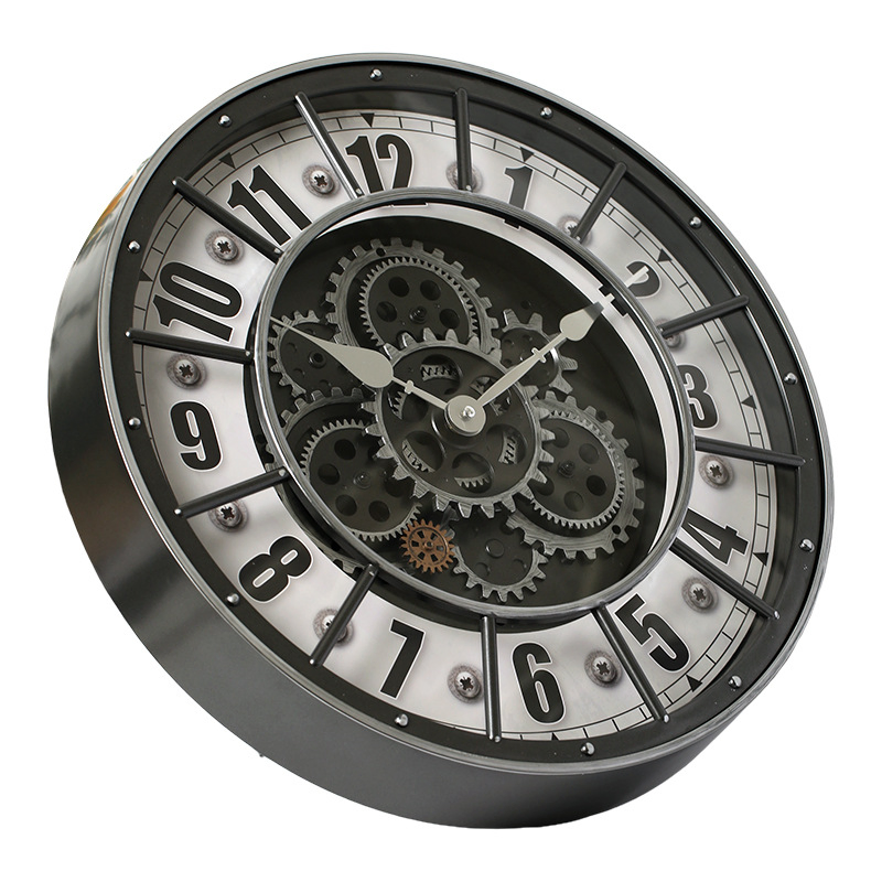 45.5cm Round Antique Gear Wall Clock with Quartz Silent Movement