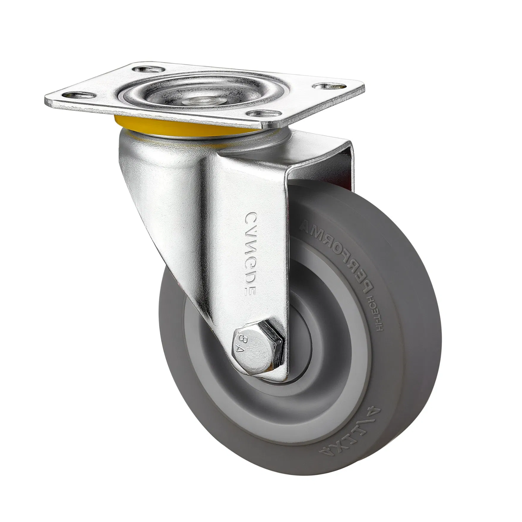 Ultra-Quiet Medium Duty Casters with Grey TPR Wheels - Noise Reduction Solution for Indoor Use