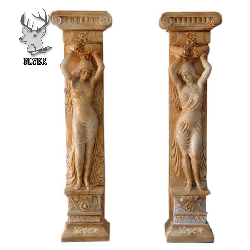 Home Decorative Marble Carving Lady Statue Pillars Carved Stone Woman Figure Sculpture