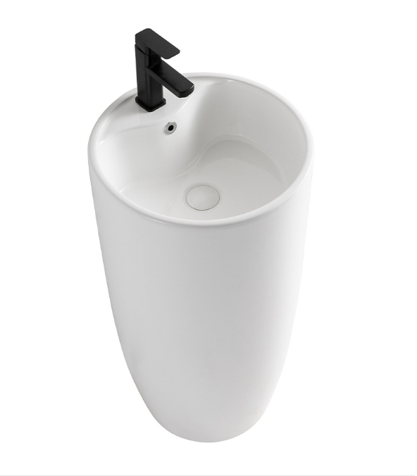 Outdoor Courtyard Floor Wash Basin Toilet Ceramic Integrated Column Wash Basin