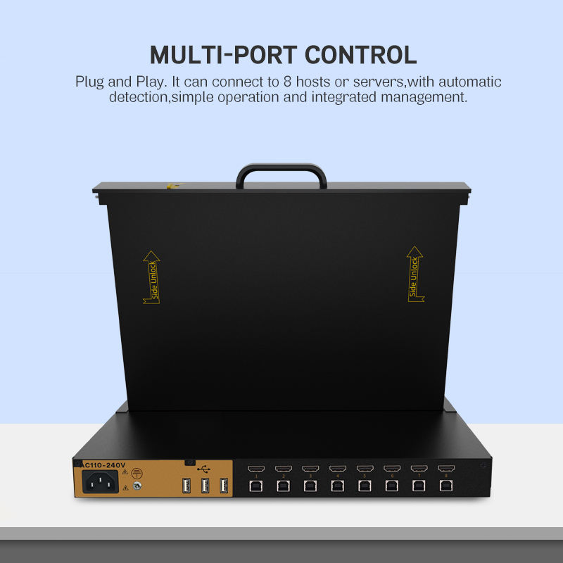 KVM-коммутатор 1U 1 порт, 17" LED, USB+VGA, 1080P