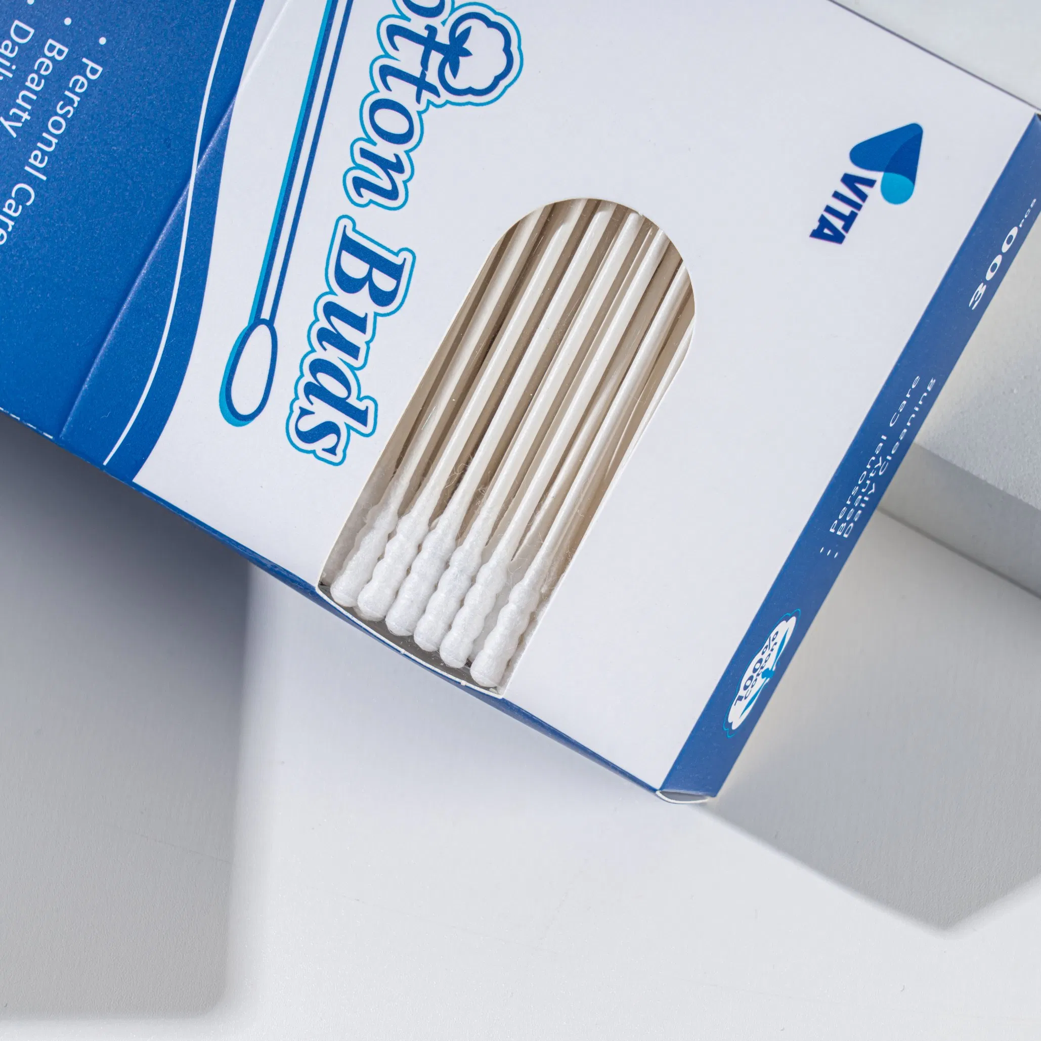 300PCS Thin Paper Swabs Biodegradable Cotton Buds in Sustainable Paper Box for Kids