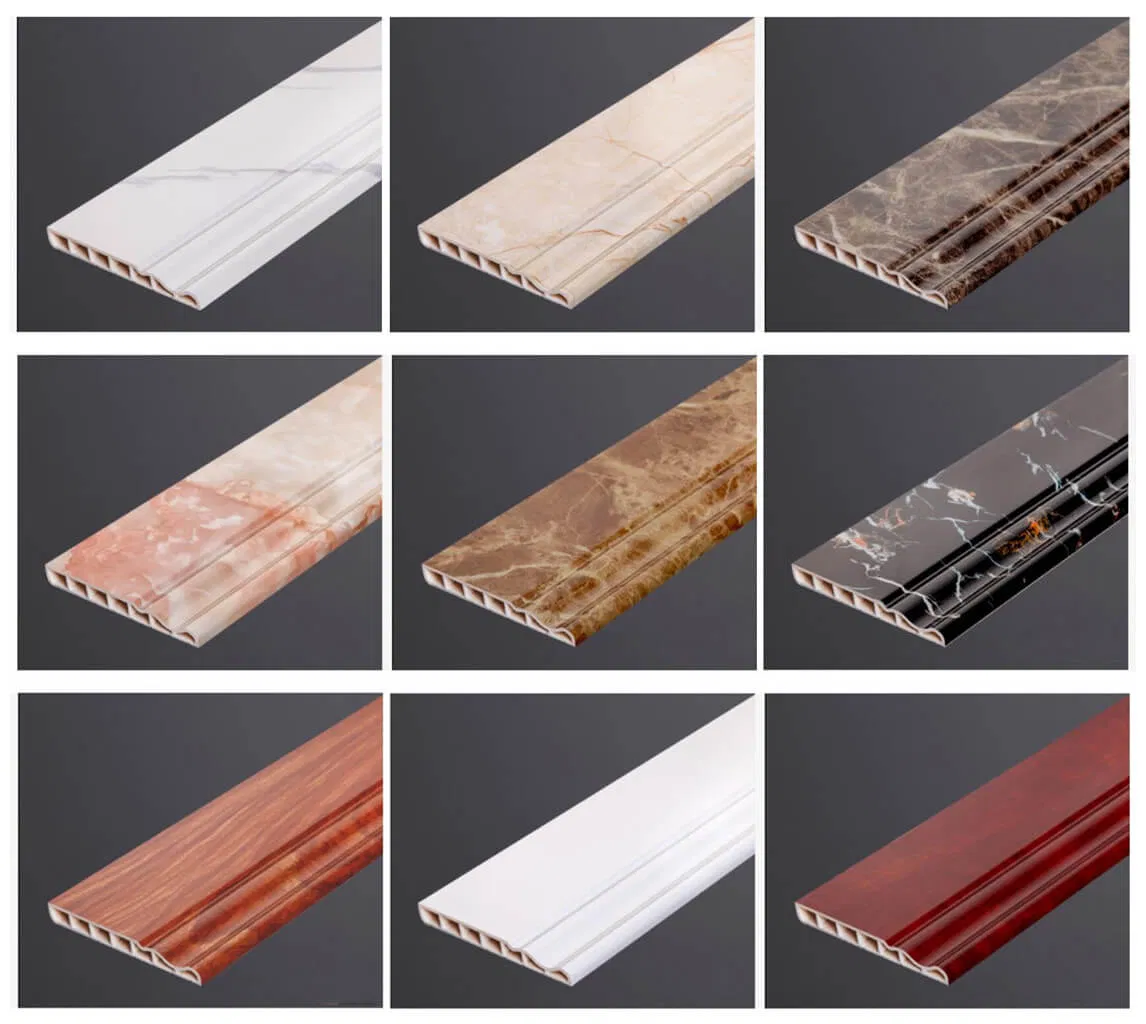 12mm Height Modern Marble Baseboard Cover PVC Vinyl Plastic Floor Wall Skirting Board Moulding