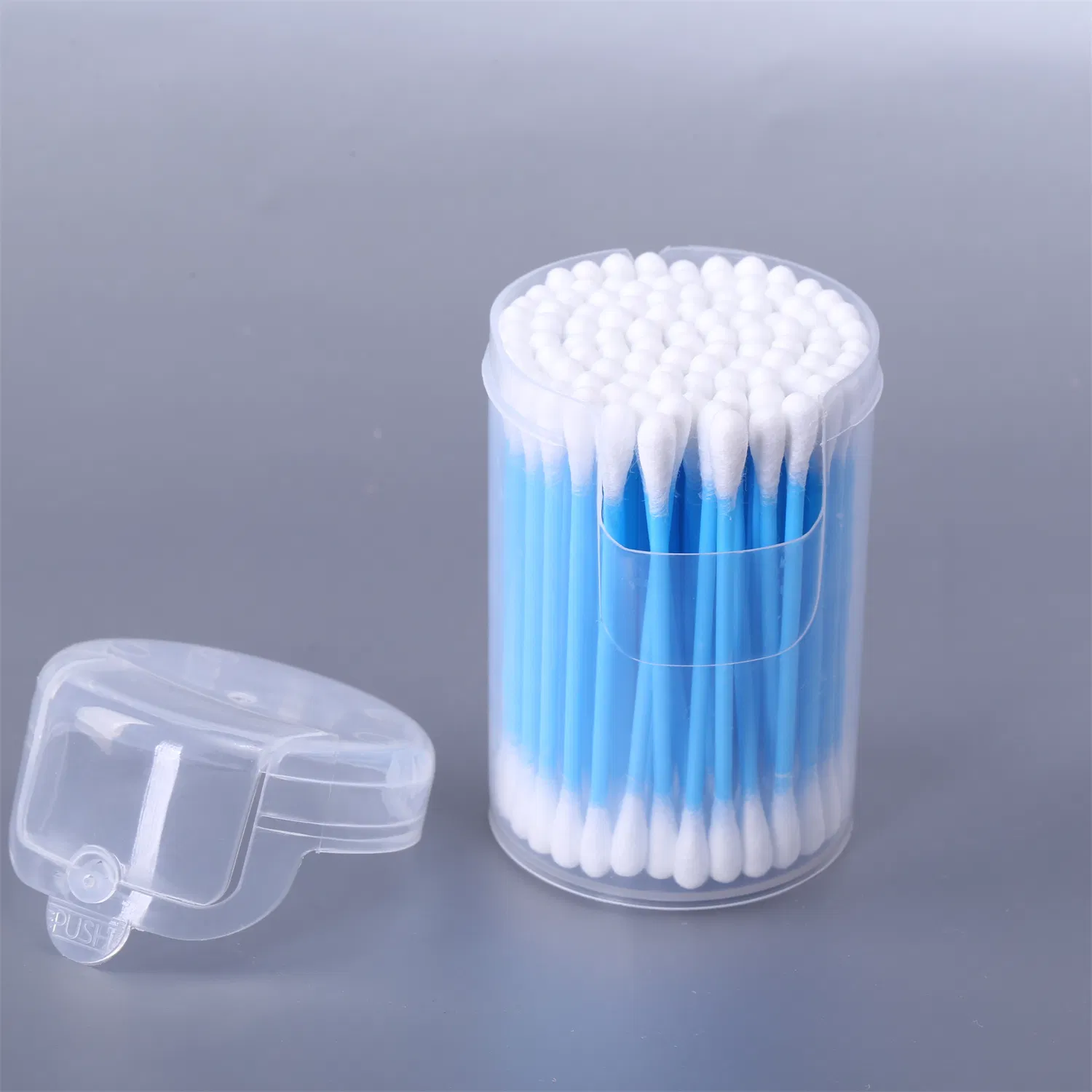 Disposable Double Round Head Plastic Swab for Make up in Plastic Container