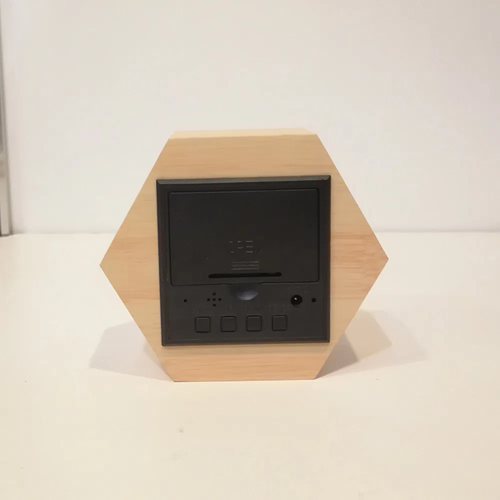 Sexangle Wood LED Alarm Clock Student Alarm Clock