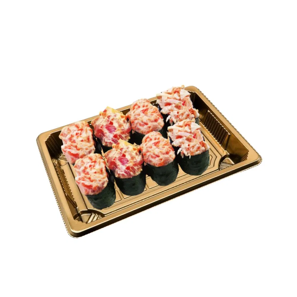 Chinese Factories Wholesale Golden Take out Fresh Food Packaging Plastic Product Disposable Plastic Takeaway Salad Pancake Storage Sushi Box