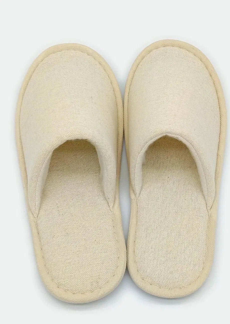 New Eco-Friendly Hotel Slippers Manufacturer Linen SPA Slippers Sustainable Biodegradable Eco-Friendly Slippers for Hotels Luxury Hotel Linen Towel Velvet