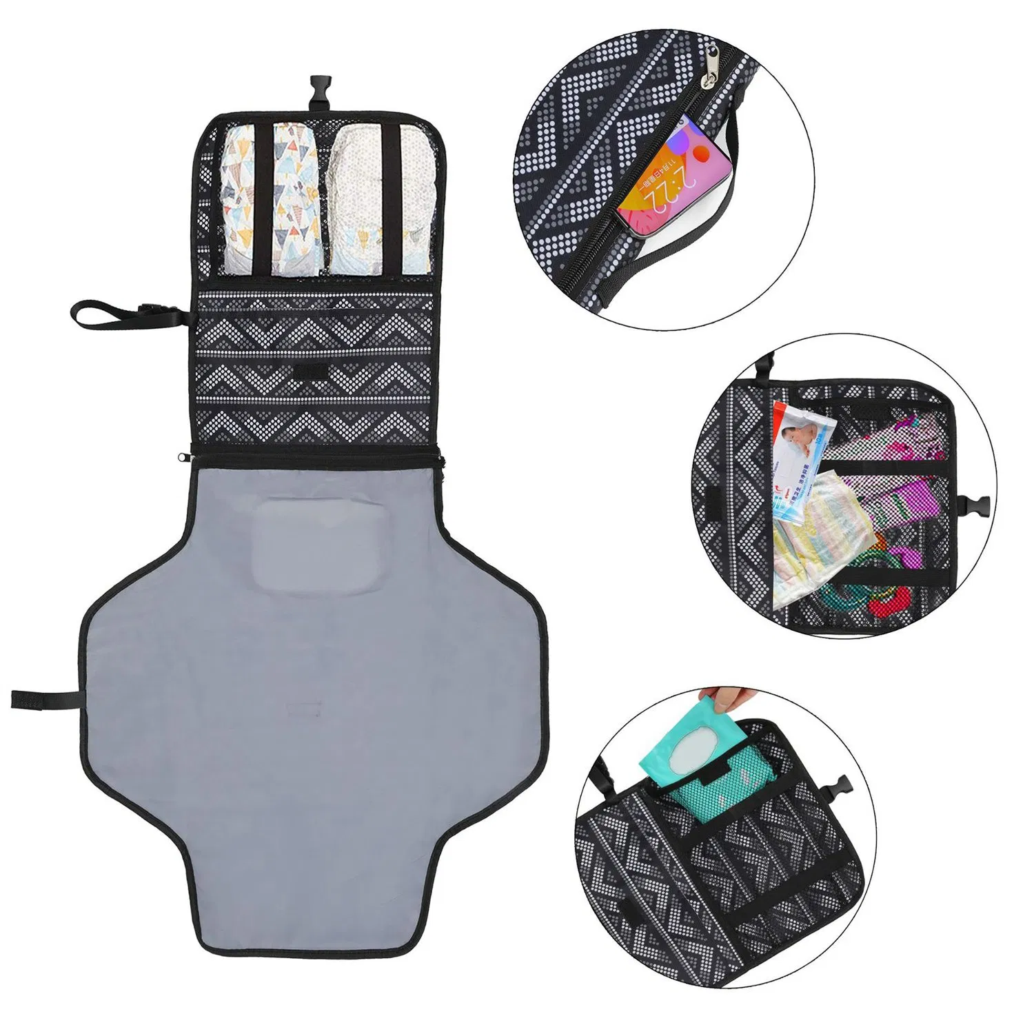 Portable Pad Travel Waterproof Compact Diaper Baby Changing Mats with Built-in Pillow - Lightweight & Foldable Changing Station