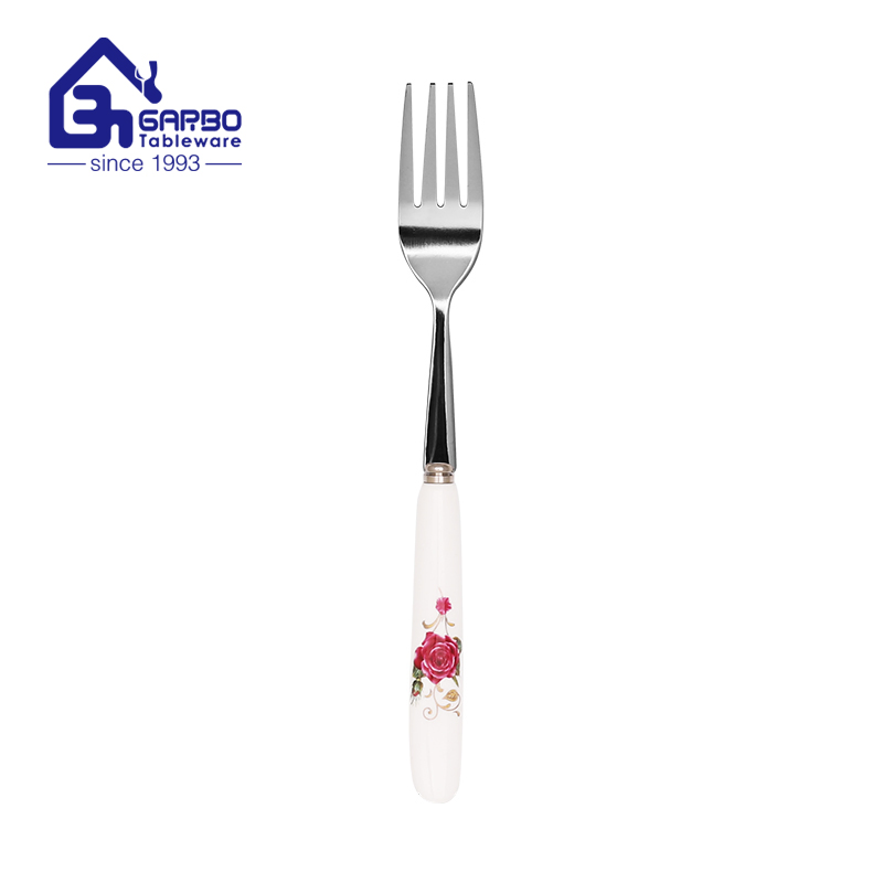 Silverware Fork Custom Stainless Steel Cutlery Set Restaurant Flatware Wedding Colourful Fork with Ceramic Handle