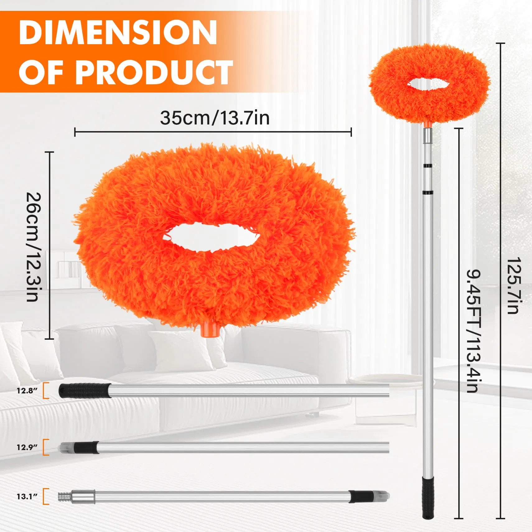 Rotatable Dusting Brush Microfiber Corner Cleaner Dust Removal Chenille Ceiling Fan Cleaner