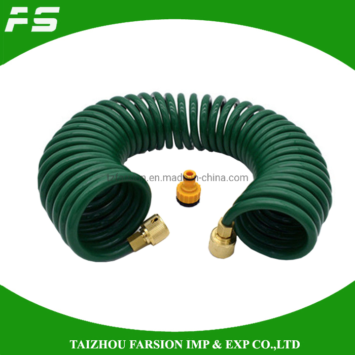 50FT Recoiled Self Retractable EVA Coil Water Garden Spring Coil Hose Pipe