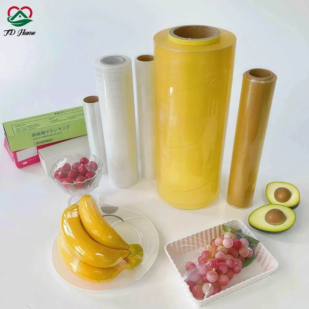 BPA Free 35mm Plastic Clear Food Wrap Cling Film Food Packaging PE PVC Packaging Wrap with Slide Cutter for Restaurant /Kitchen Packaging 12 Inchx300 FT