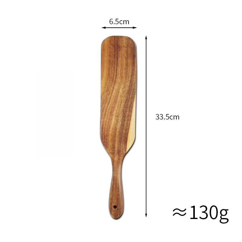 Teak Wood Kitchen Utensil Set 5-Piece Long Handle Spatulas & Spoons Durable & Stylish