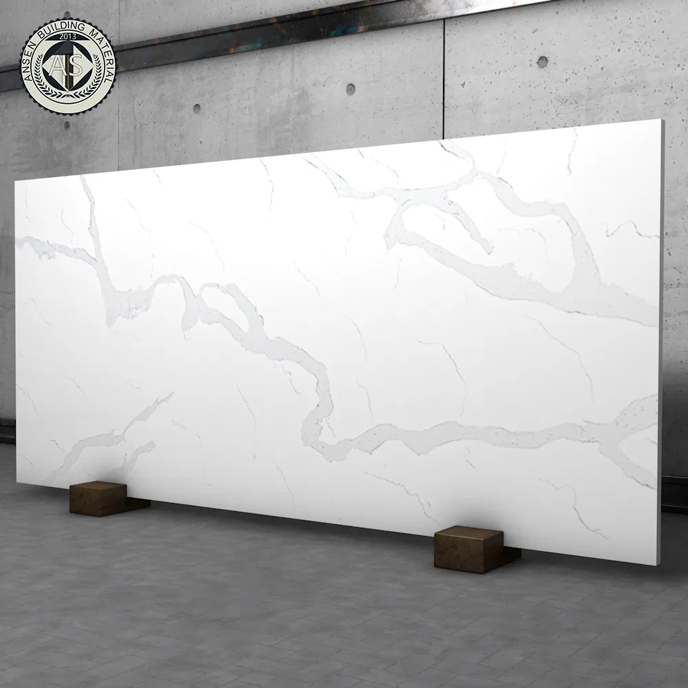China Supplier Calacatta White Artificial Quartz Stone, 2cm 3cm Engineered Big Quartz Slab for Countertop