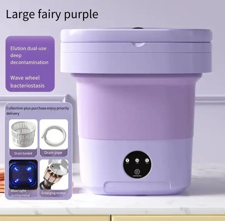 8L Mini Foldable Washing Machine with Spin Dryer for Underwear Socks