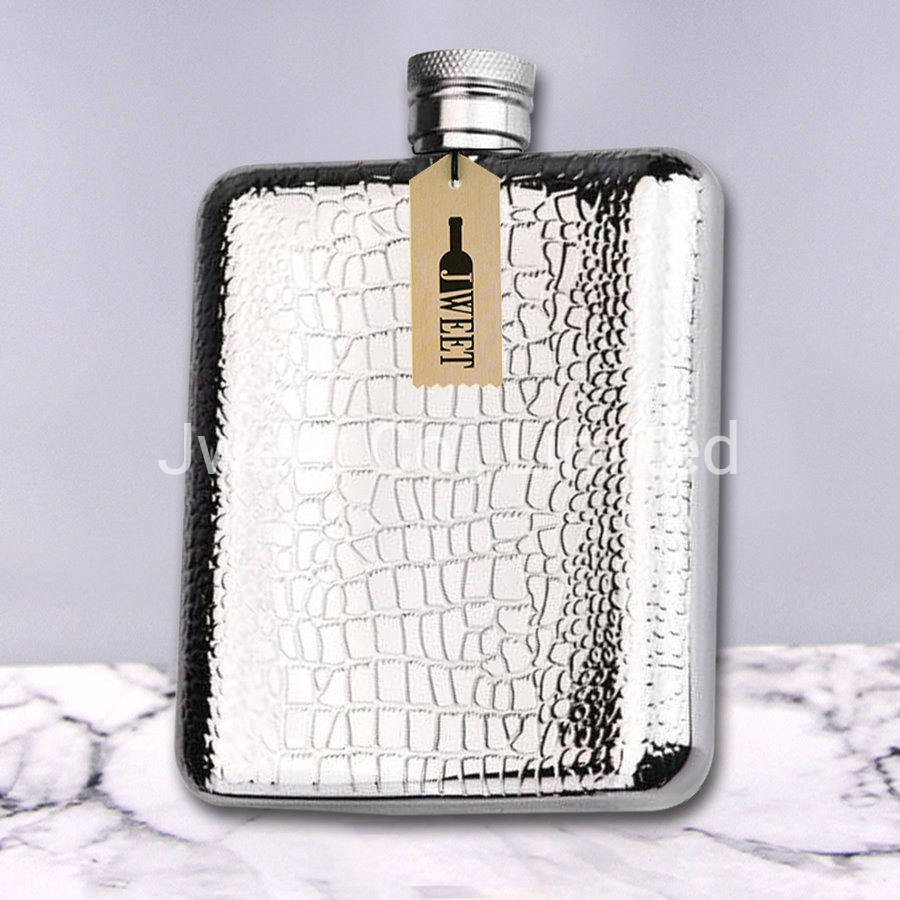 Custom Flat Square Metal Portable Bottle Whisky Hip Flask