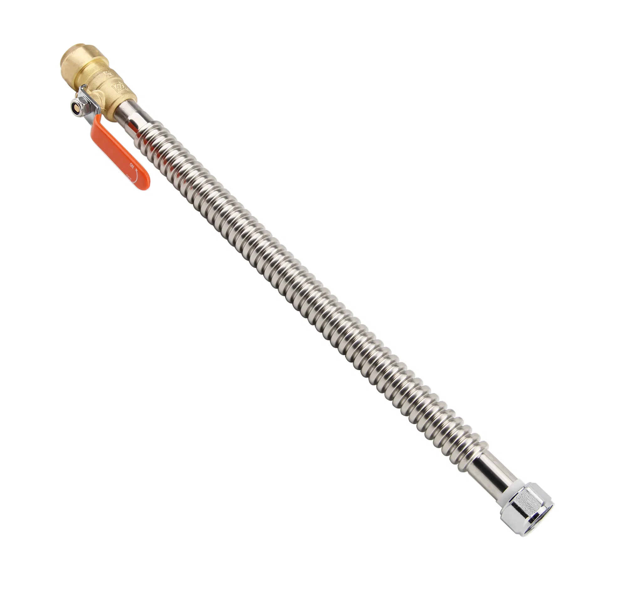 China Made Stainless Steel Corrugated Connector, 3/4"Push-Fit W/Valve X 3/4"Fip
