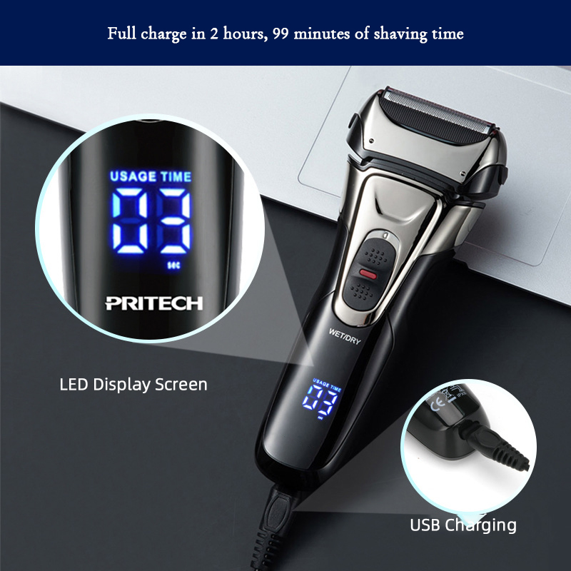 New Electric Shaver with LED Display Professional Reciprocating Multi-Functional Shaver
