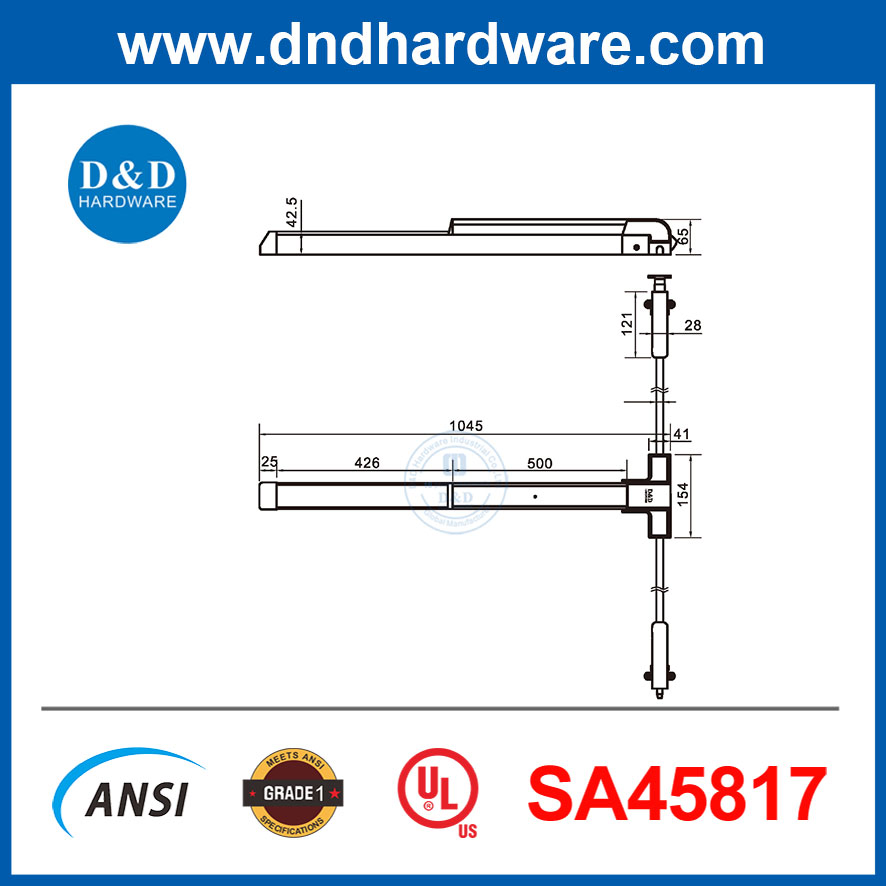 Stainless Steel 304 Panic Bar Device Emergency Exit Hardware for Fire Door