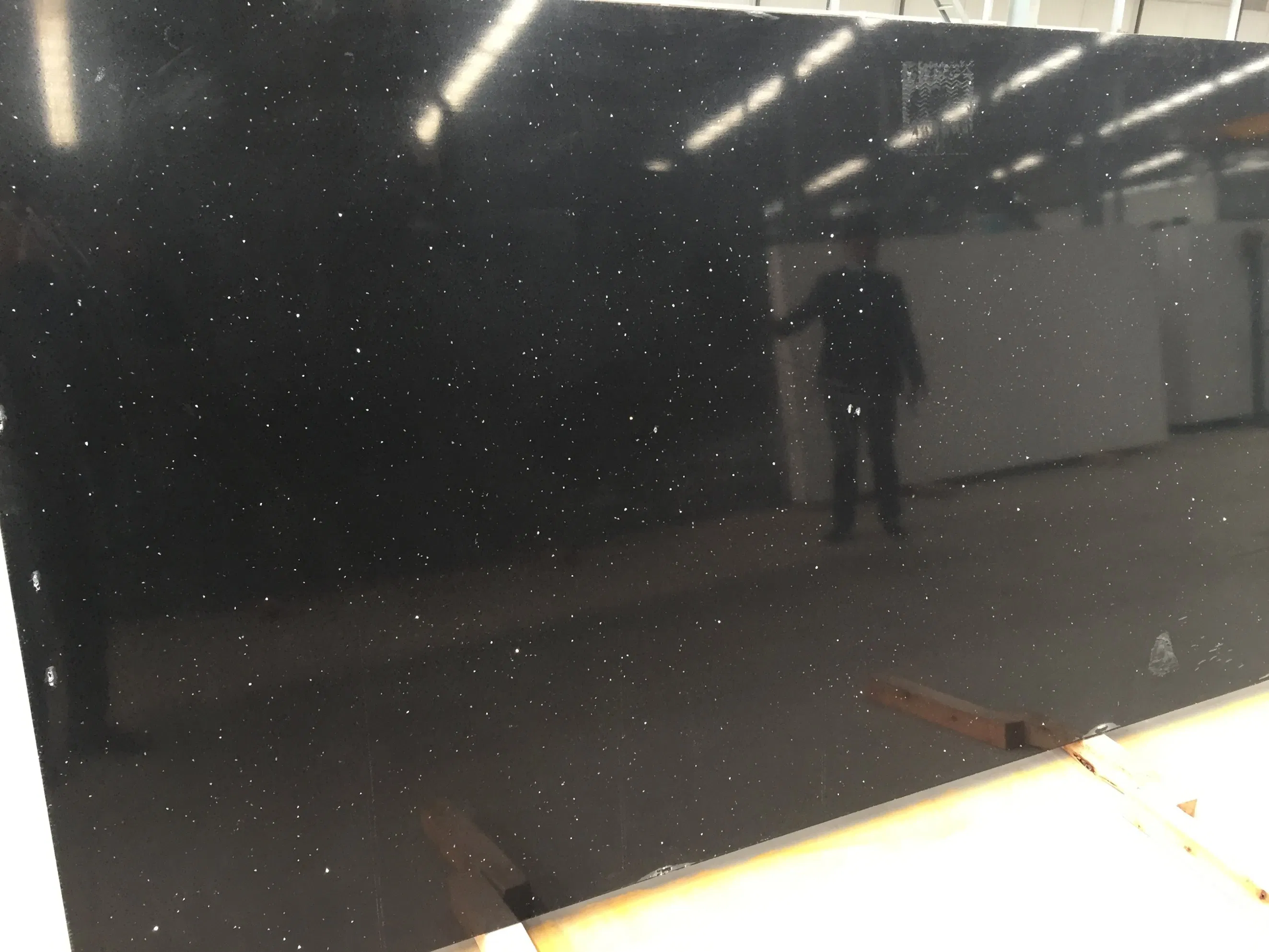 Sparkling Black/Crystal Black/Black Galaxy Quartz Stone Slab