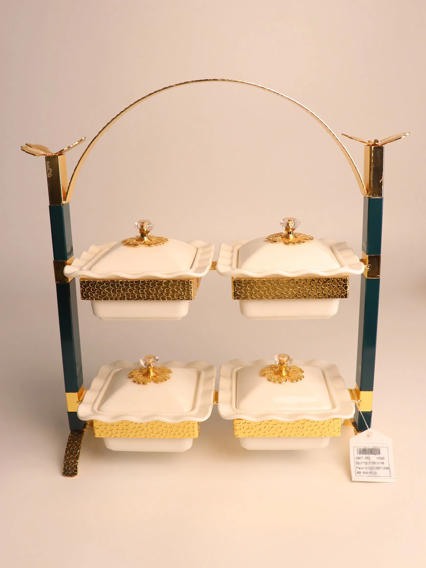 New High-End Gold-Plated Ceramic Square Fruit Tray