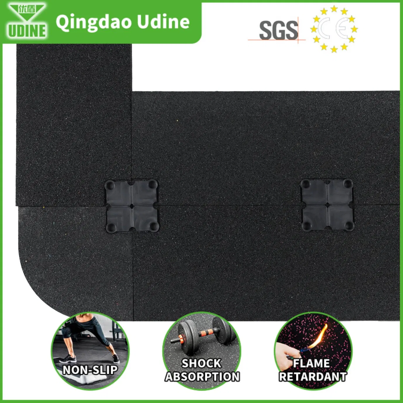 The Most Popular Groove Bottom Rubber Tile No-Toxic Indoor Home Fitness Mats