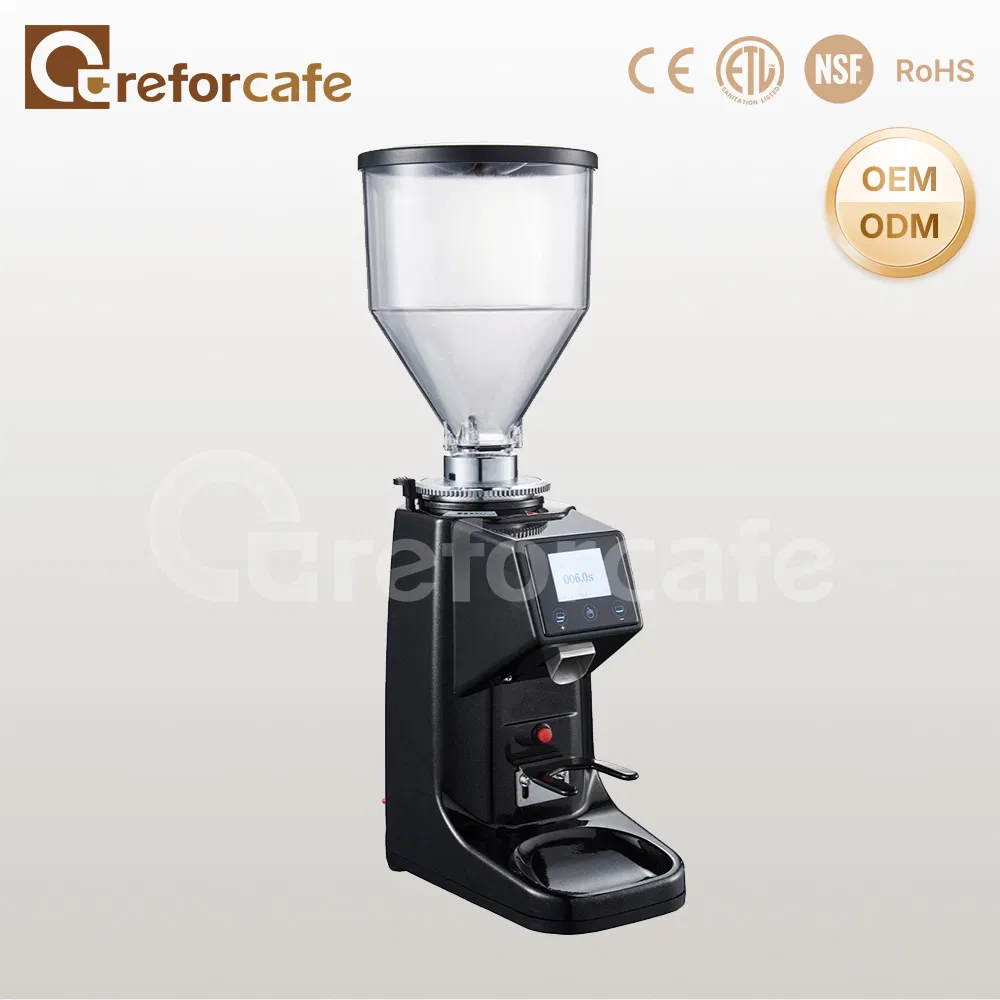 Professional Stainless Steel 60mm Flat Wheel Burr Commercial Electric Coffee Grinder with Touch Screen