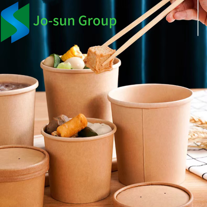 Round Kraft Paper Salad Picnic Camp Sauce Seasoning Portable Bowl Food Packing Containers Box with Lid