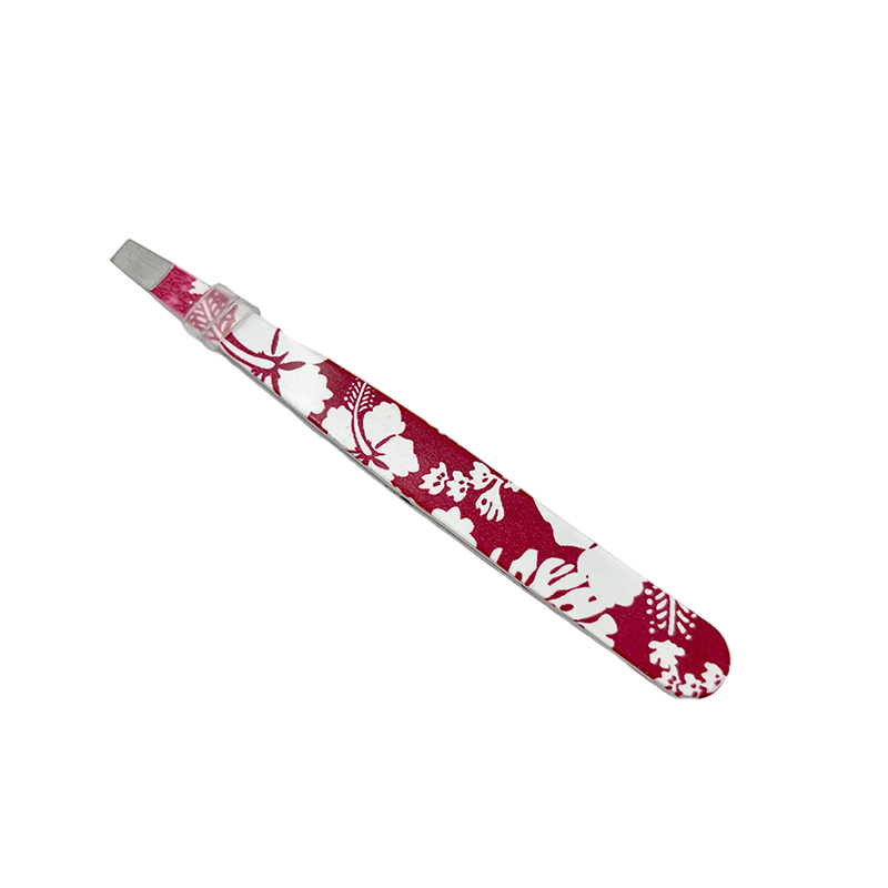 Custom Logo Stainless Steel Slant Tweezer for Eyebrows Lash Extensions Tweezer