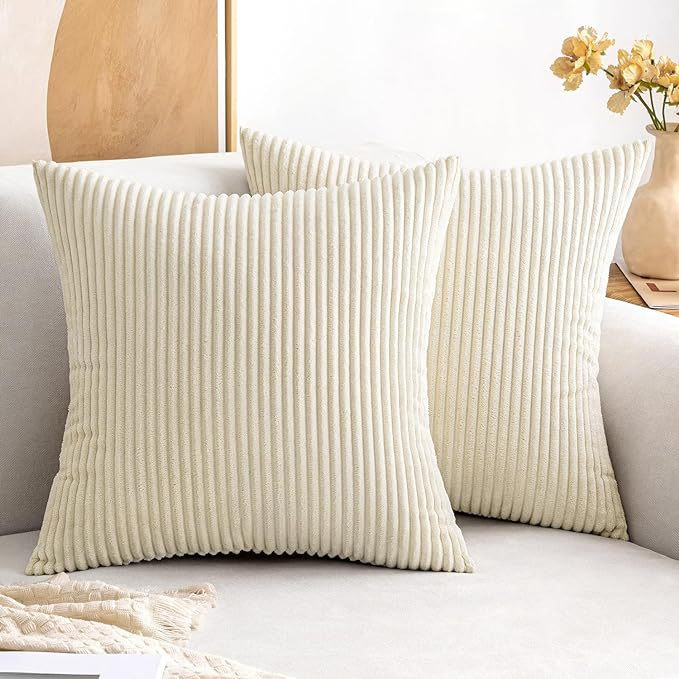 Soft Striped Corduroy Velvet Pillowcase Square Decorative Throw Cushion Cover Couch Bedroom Home Use Decorative Cushion Covers