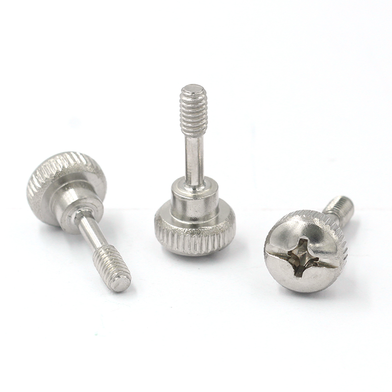 Cross Recessed Pan Head Stainless Steel Shoulder Knurled Head Captive Screw