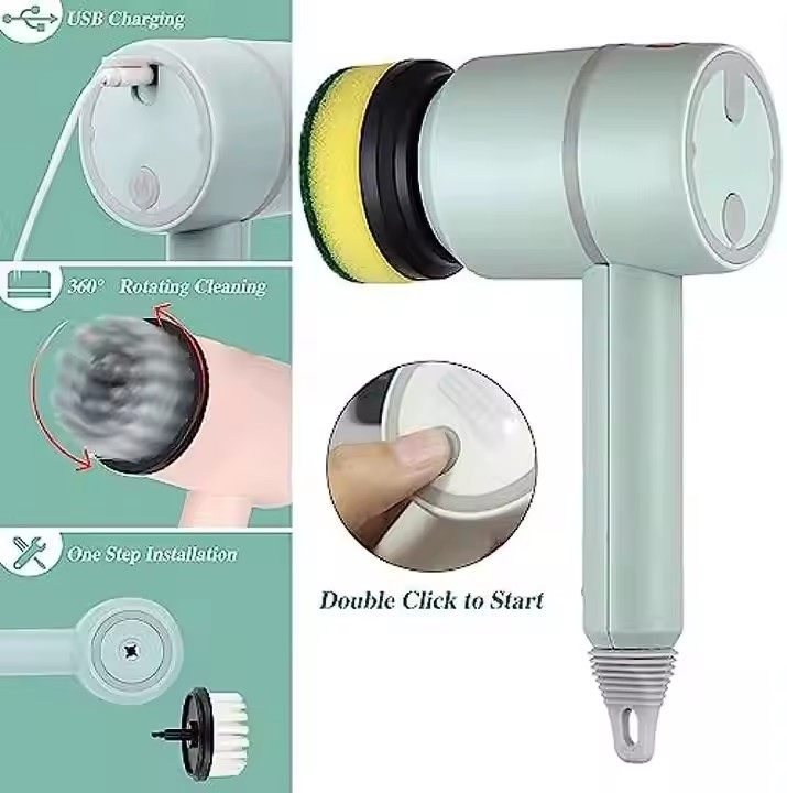 Electric Cleaning Brush Dish Washing Rotary Scrubber Bathroom Scrub Kitchen Cleaner