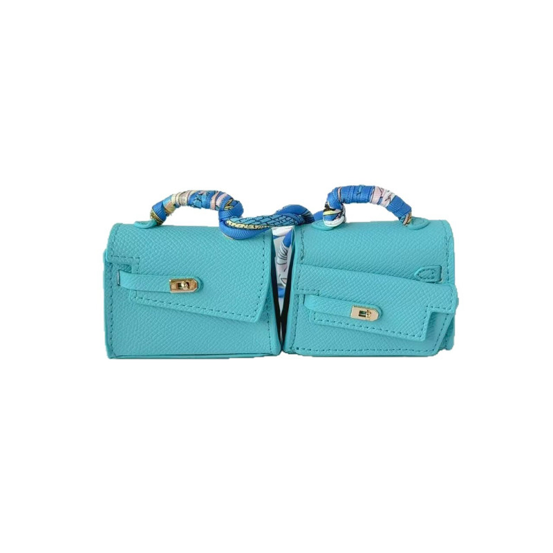 Ea708 Custom Designer Irregular Bag Shape Carrying Pendant Leather Case Luxury Headphone for Airpod Cover Earphone with Cases