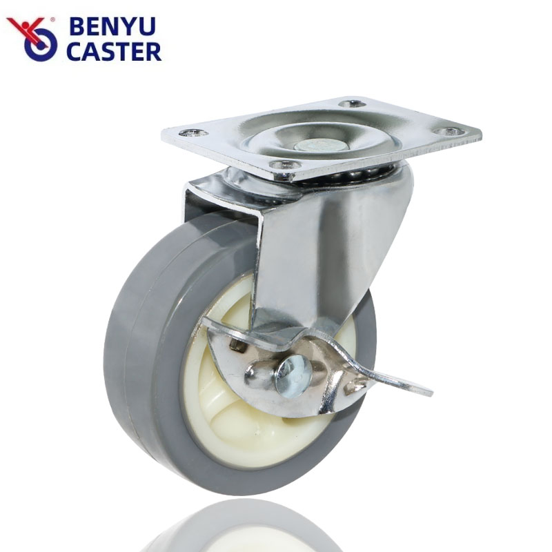 TPU Caster Wheel 75mm 3inch No Bearing for Furniture