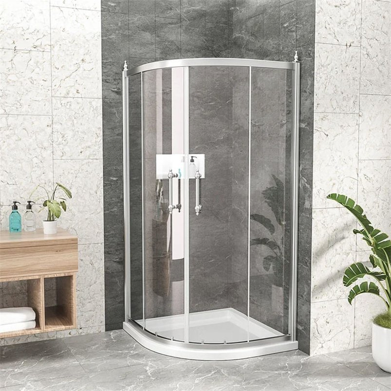 Modern Steel Framed Sliding Glass Corner Frameless Shower Enclosure Doors Wet Shower Room Cabinet Bathroom Partition with Tempered Glass
