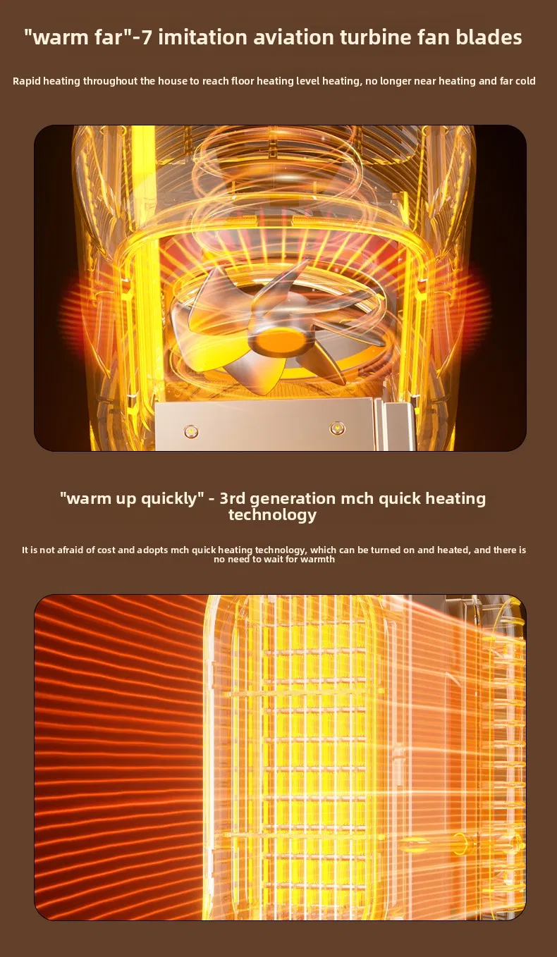 Energy-Saving PTC Electric Heater Small Sun Air Cooling Fan for Home and Office Efficient Home and Office Heater