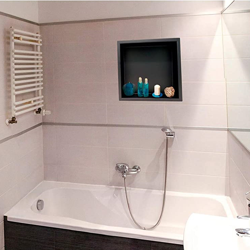 Black Stainless Steel Shower Niche Single Shower Shelf Insert for Bathroom Niche